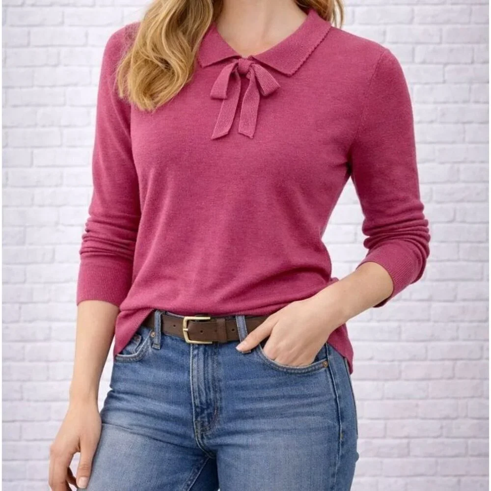 House of Fraser Pure Lambs Wool Pink Sweater Size 14 Vintage Cottagecore
